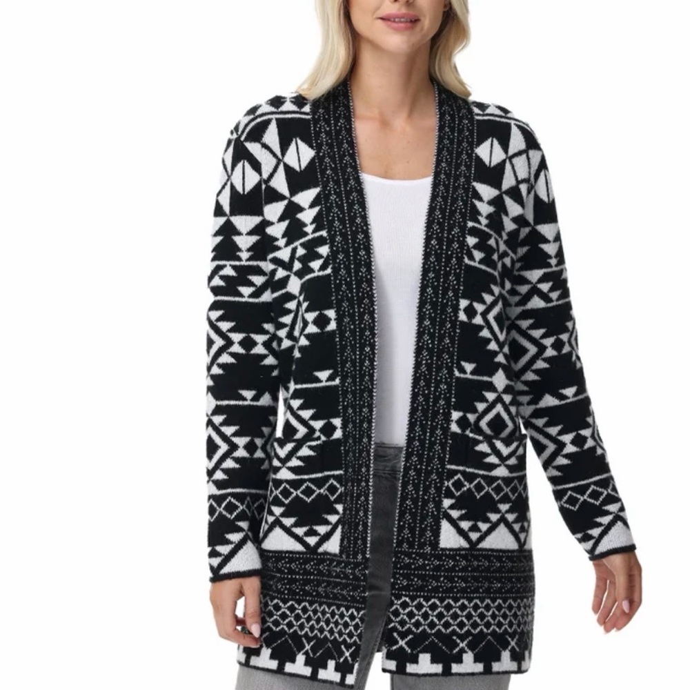 FRYE Cozy Cardigan Women's Size Large Jacquard Pattern Open Front
